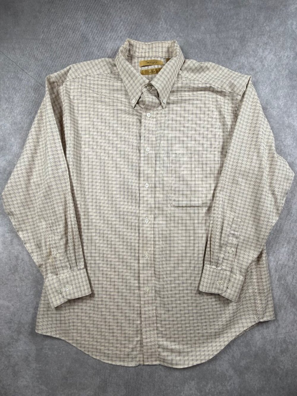 Turnbury Men’s 100% Cotton Check Long Sleeve Button Down Shirt L 33
